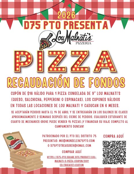 2026_D75_PTO_Camp_Duncan_Pizza_Fundraiser_Spanish